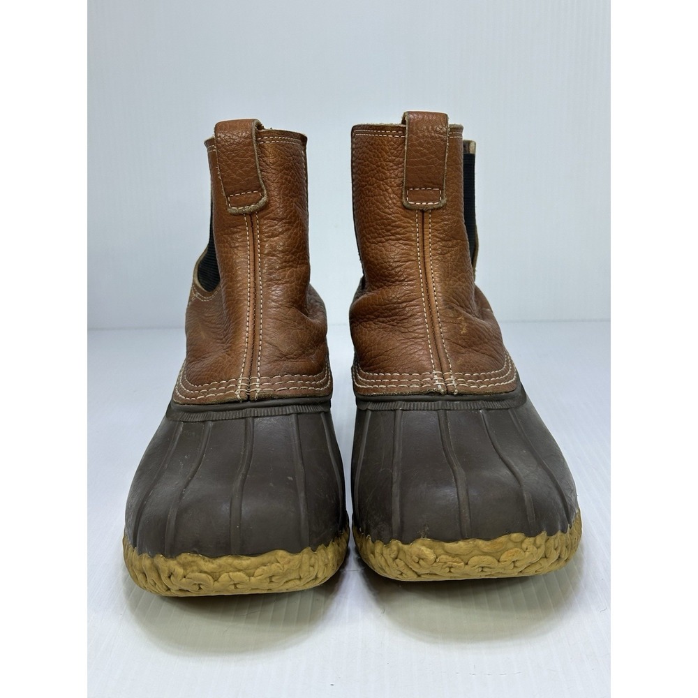 LL Bean Men 12 M Chelsea Bean Boots Tumbled Leather Duck Boots USA Brown